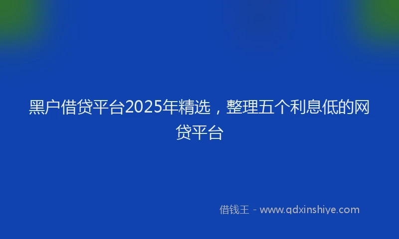 黑户借贷平台2025年精选，整理五个利息低的网贷平台