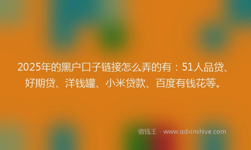 2025年的黑户口子链接怎么弄的有：51人品贷、好期贷、洋钱罐、小米贷款、百度有钱花等。