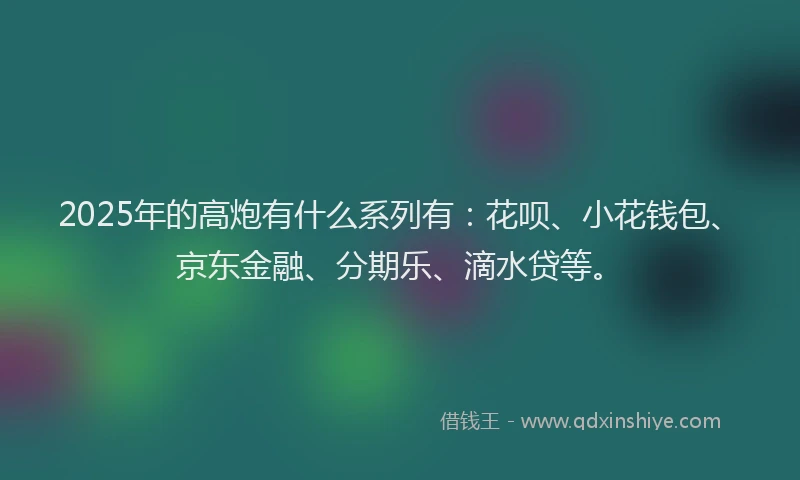 2025年的高炮有什么系列有：花呗、小花钱包、京东金融、分期乐、滴水贷等。