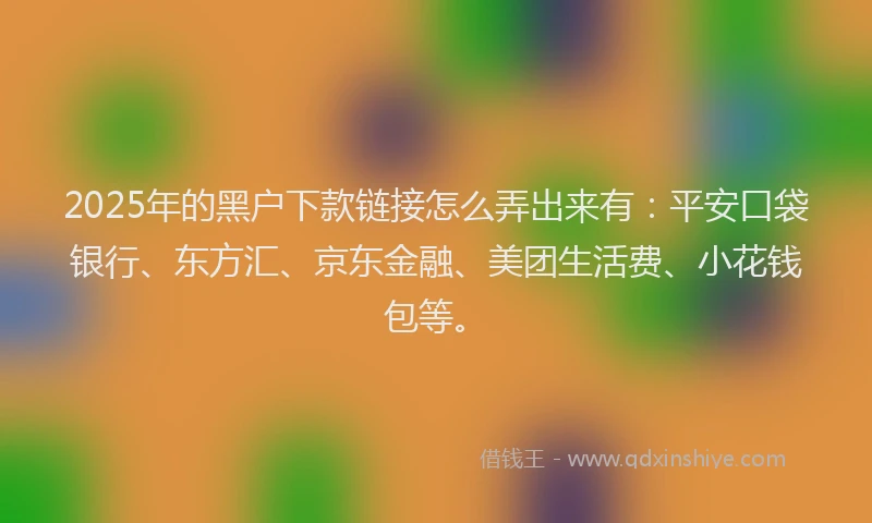 2025年的黑户下款链接怎么弄出来有：平安口袋银行、东方汇、京东金融、美团生活费、小花钱包等。