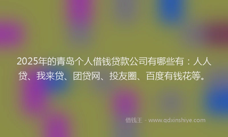 2025年的青岛个人借钱贷款公司有哪些有：人人贷、我来贷、团贷网、投友圈、百度有钱花等。