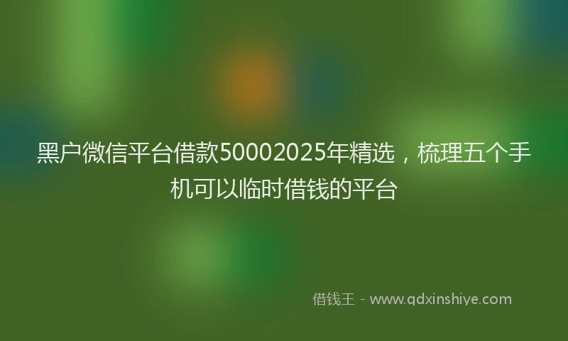 黑户微信平台借款50002025年精选，梳理五个手机可以临时借钱的平台