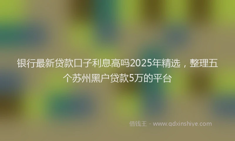 银行最新贷款口子利息高吗2025年精选，整理五个苏州黑户贷款5万的平台