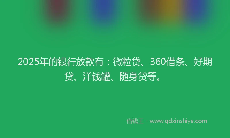 2025年的银行放款有：微粒贷、360借条、好期贷、洋钱罐、随身贷等。