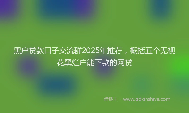 黑户贷款口子交流群2025年推荐，概括五个无视花黑烂户能下款的网贷