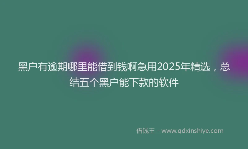黑户有逾期哪里能借到钱啊急用2025年精选，总结五个黑户能下款的软件