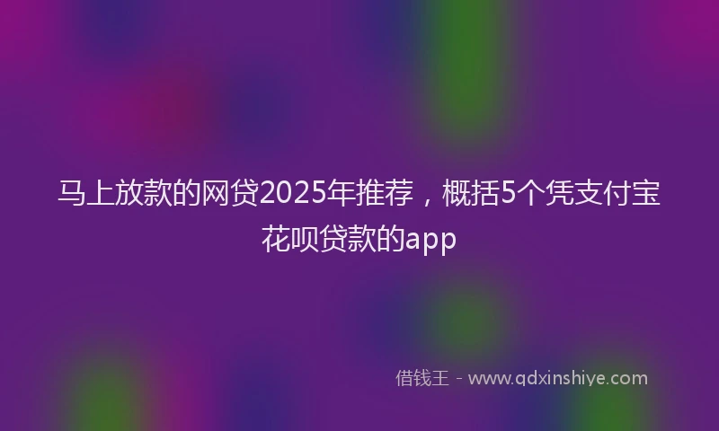 马上放款的网贷2025年推荐，概括5个凭支付宝花呗贷款的app