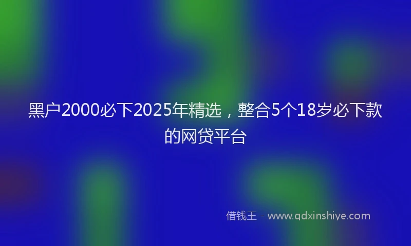 黑户2000必下2025年精选，整合5个18岁必下款的网贷平台