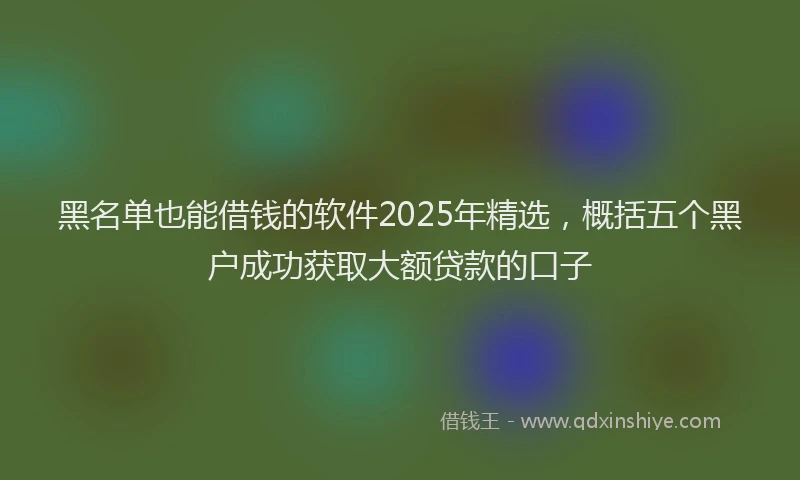 黑名单也能借钱的软件2025年精选，概括五个黑户成功获取大额贷款的口子