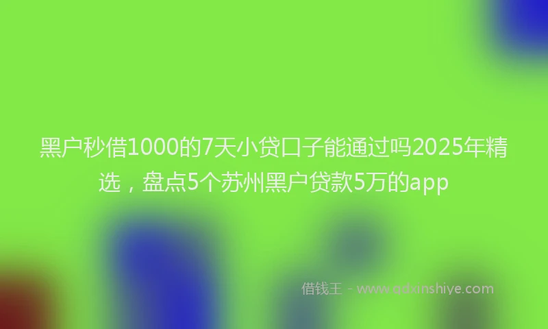 黑户秒借1000的7天小贷口子能通过吗2025年精选，盘点5个苏州黑户贷款5万的app