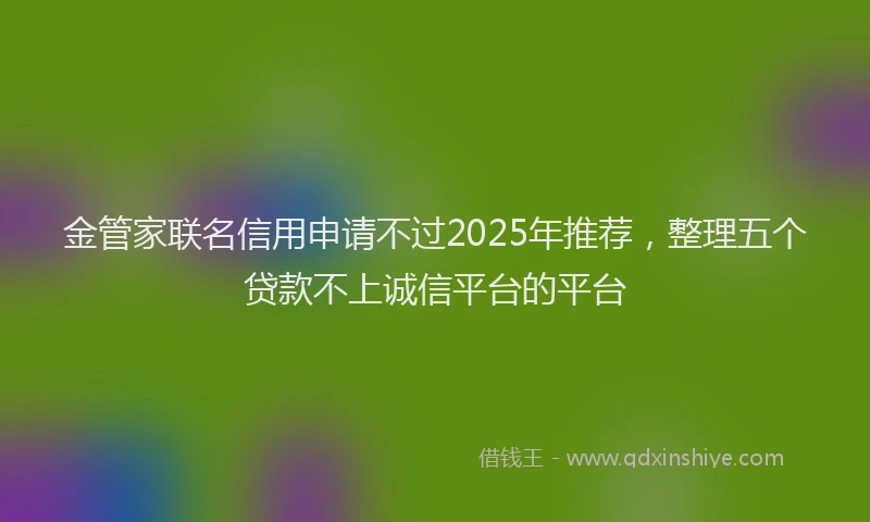金管家联名信用申请不过2025年推荐，整理五个贷款不上诚信平台的平台