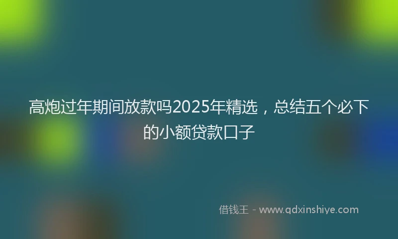高炮过年期间放款吗2025年精选，总结五个必下的小额贷款口子