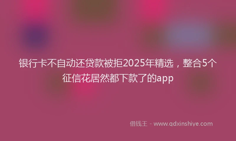 银行卡不自动还贷款被拒2025年精选，整合5个征信花居然都下款了的app