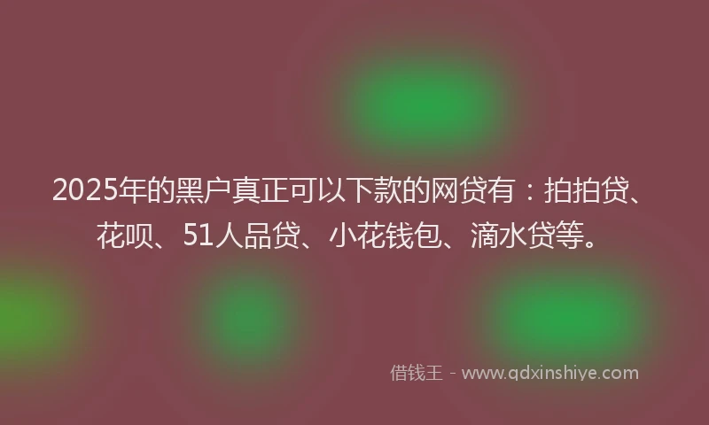 2025年的黑户真正可以下款的网贷有：拍拍贷、花呗、51人品贷、小花钱包、滴水贷等。