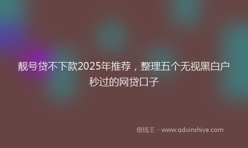 靓号贷不下款2025年推荐，整理五个无视黑白户秒过的网贷口子