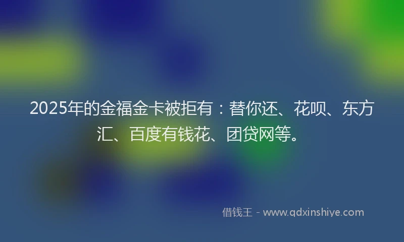 2025年的金福金卡被拒有：替你还、花呗、东方汇、百度有钱花、团贷网等。