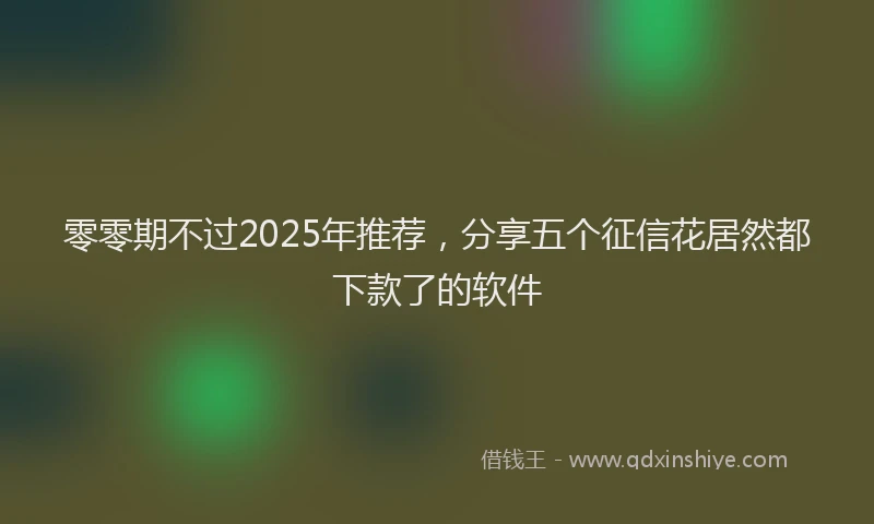 零零期不过2025年推荐，分享五个征信花居然都下款了的软件
