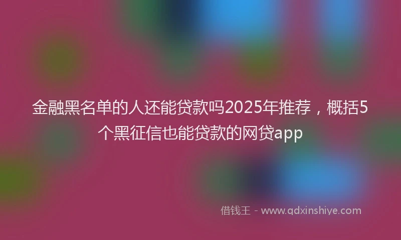 金融黑名单的人还能贷款吗2025年推荐，概括5个黑征信也能贷款的网贷app