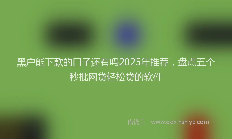 黑户能下款的口子还有吗2025年推荐，盘点五个秒批网贷轻松贷的软件