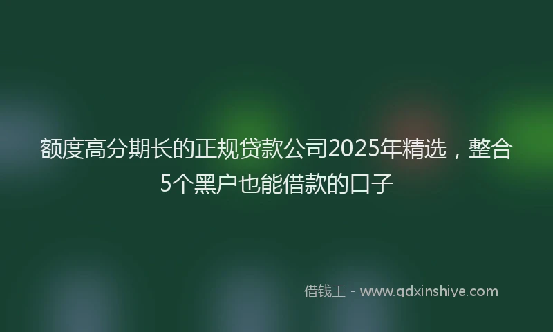额度高分期长的正规贷款公司2025年精选，整合5个黑户也能借款的口子