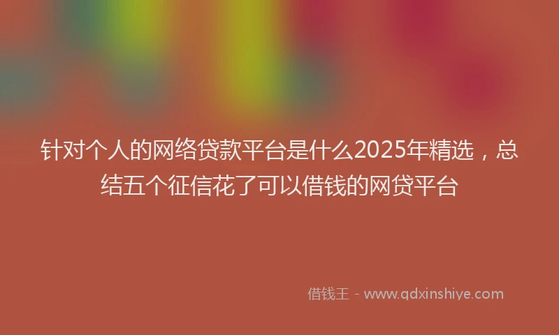 针对个人的网络贷款平台是什么2025年精选，总结五个征信花了可以借钱的网贷平台