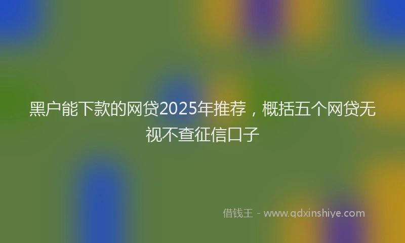 黑户能下款的网贷2025年推荐，概括五个网贷无视不查征信口子