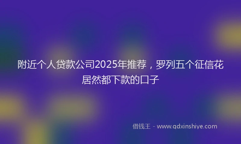 附近个人贷款公司2025年推荐，罗列五个征信花居然都下款的口子