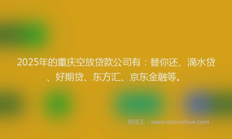 2025年的重庆空放贷款公司有：替你还、滴水贷、好期贷、东方汇、京东金融等。