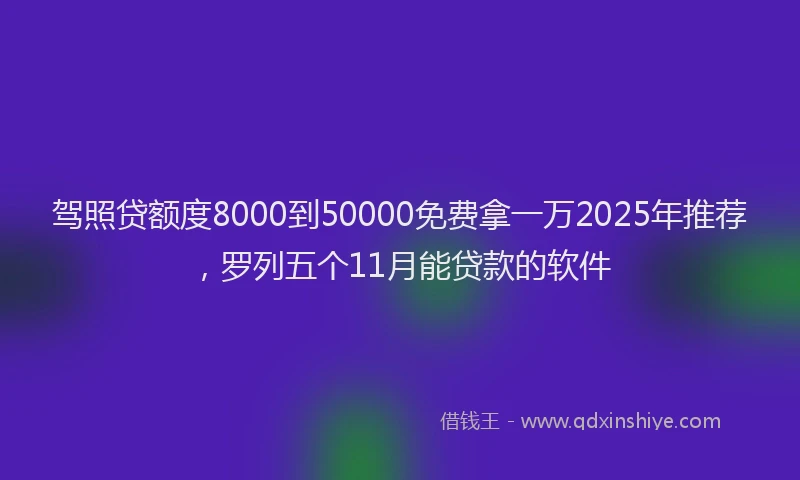 驾照贷额度8000到50000免费拿一万2025年推荐，罗列五个11月能贷款的软件
