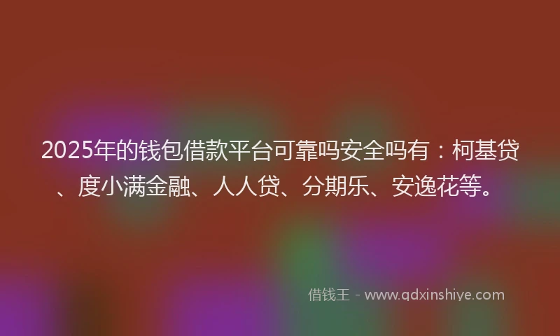 2025年的钱包借款平台可靠吗安全吗有：柯基贷、度小满金融、人人贷、分期乐、安逸花等。