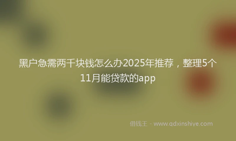 黑户急需两千块钱怎么办2025年推荐，整理5个11月能贷款的app