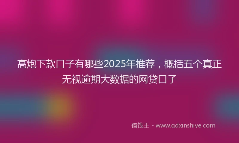 高炮下款口子有哪些2025年推荐，概括五个真正无视逾期大数据的网贷口子