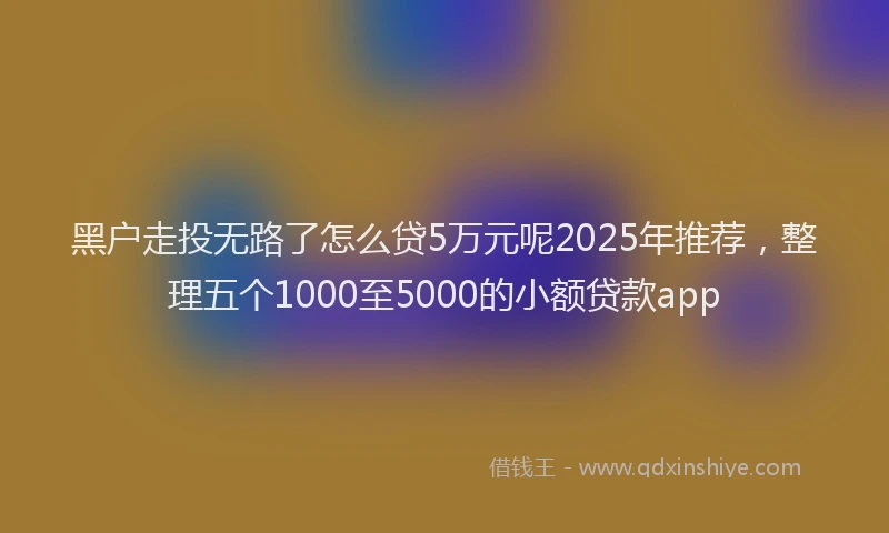 黑户走投无路了怎么贷5万元呢2025年推荐，整理五个1000至5000的小额贷款app