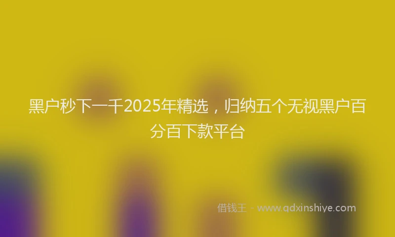 黑户秒下一千2025年精选，归纳五个无视黑户百分百下款平台