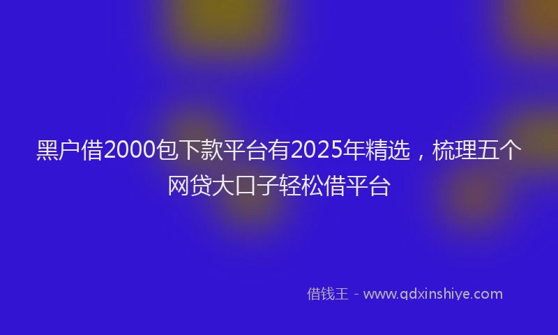 黑户借2000包下款平台有2025年精选，梳理五个网贷大口子轻松借平台