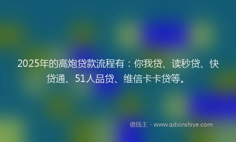 2025年的高炮贷款流程有：你我贷、读秒贷、快贷通、51人品贷、维信卡卡贷等。