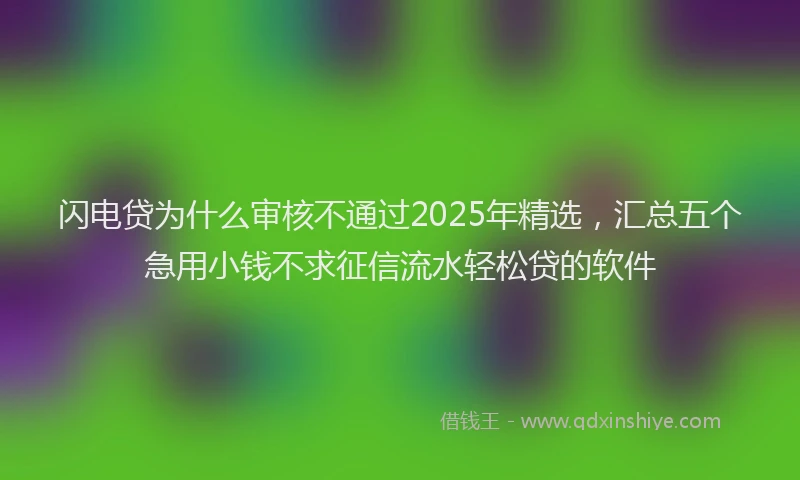 闪电贷为什么审核不通过2025年精选，汇总五个急用小钱不求征信流水轻松贷的软件