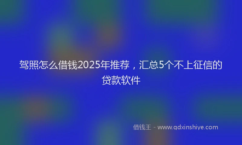 驾照怎么借钱2025年推荐，汇总5个不上征信的贷款软件