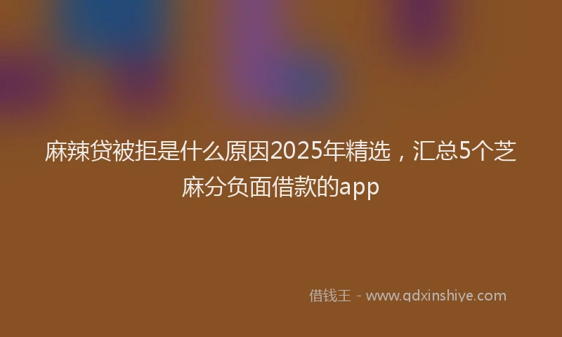 麻辣贷被拒是什么原因2025年精选，汇总5个芝麻分负面借款的app