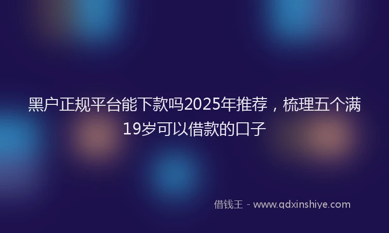 黑户正规平台能下款吗2025年推荐，梳理五个满19岁可以借款的口子