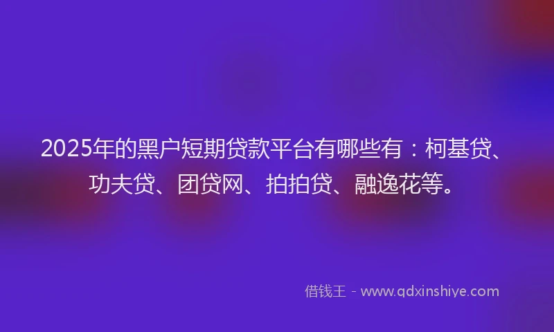 2025年的黑户短期贷款平台有哪些有：柯基贷、功夫贷、团贷网、拍拍贷、融逸花等。