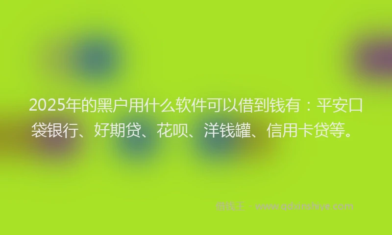 2025年的黑户用什么软件可以借到钱有：平安口袋银行、好期贷、花呗、洋钱罐、信用卡贷等。