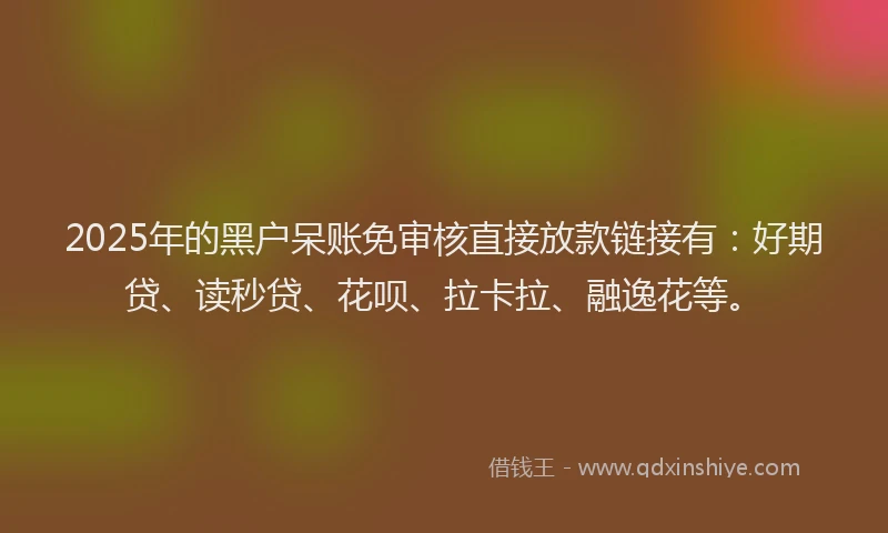 2025年的黑户呆账免审核直接放款链接有：好期贷、读秒贷、花呗、拉卡拉、融逸花等。