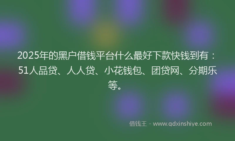 2025年的黑户借钱平台什么最好下款快钱到有：51人品贷、人人贷、小花钱包、团贷网、分期乐等。