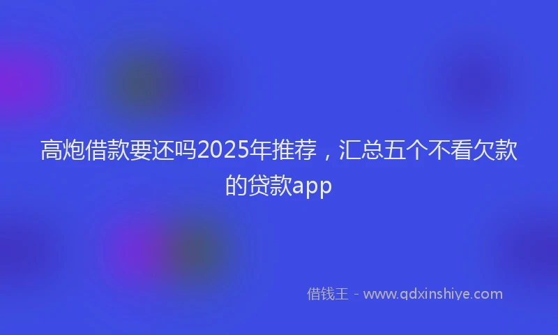 高炮借款要还吗2025年推荐，汇总五个不看欠款的贷款app