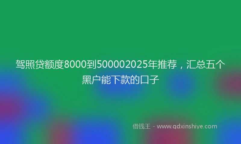 驾照贷额度8000到500002025年推荐，汇总五个黑户能下款的口子