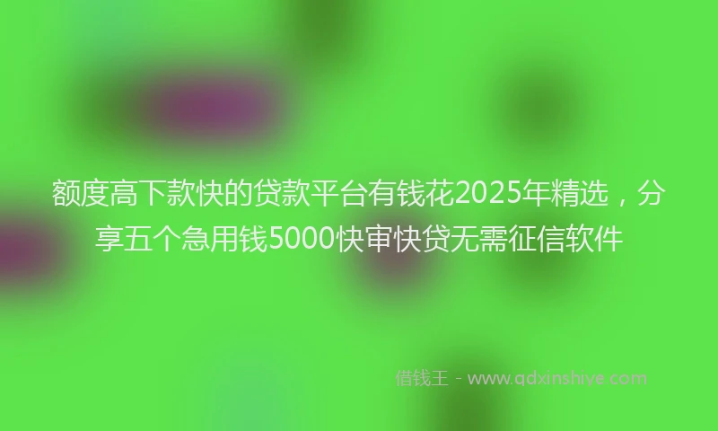 额度高下款快的贷款平台有钱花2025年精选，分享五个急用钱5000快审快贷无需征信软件