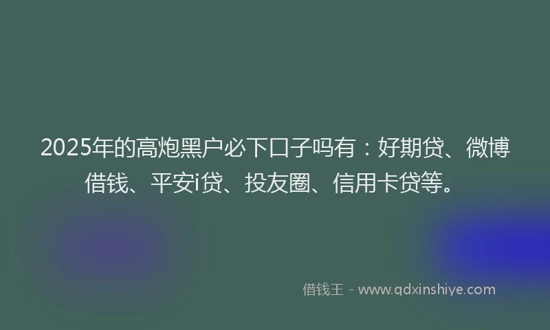 2025年的高炮黑户必下口子吗有：好期贷、微博借钱、平安i贷、投友圈、信用卡贷等。