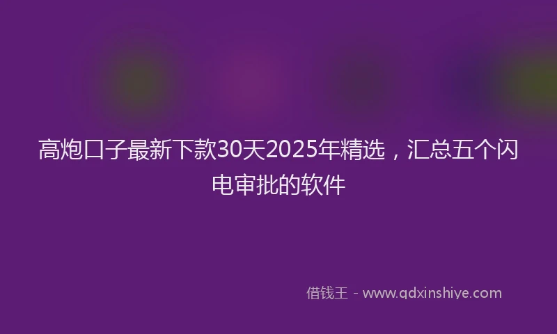 高炮口子最新下款30天2025年精选，汇总五个闪电审批的软件