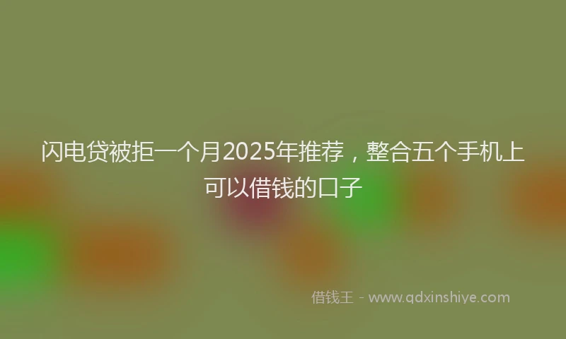 闪电贷被拒一个月2025年推荐，整合五个手机上可以借钱的口子